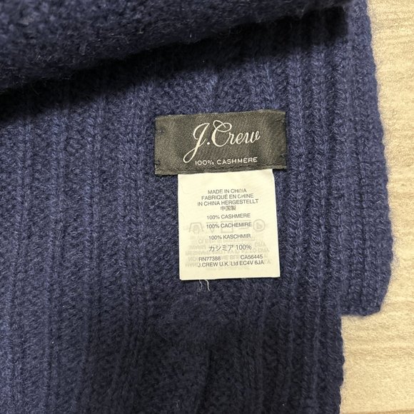 J. Crew Cashmere Scarf Navy Like New - Picture 3 of 3